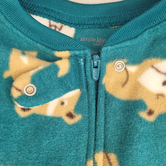 Carter's Boys Fleece Zip-up Footed Pajamas Bulldog Theme 3T - Picture 5 of 8